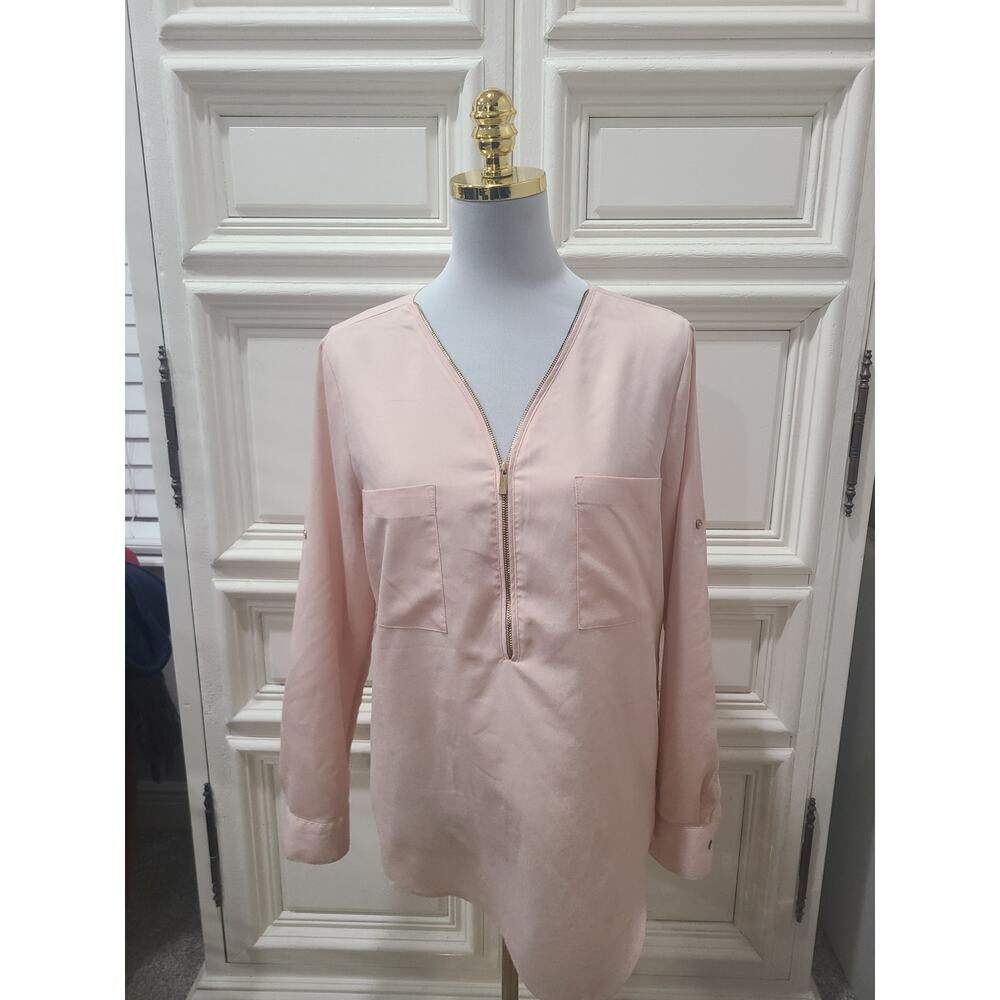 Calvin Klein Blouse Blush/Pink Size Medium. Gold zipper on collar.85